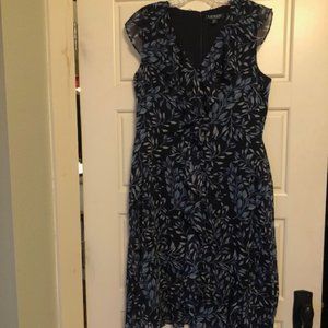 Women's Blue Floral Dress - size 14P